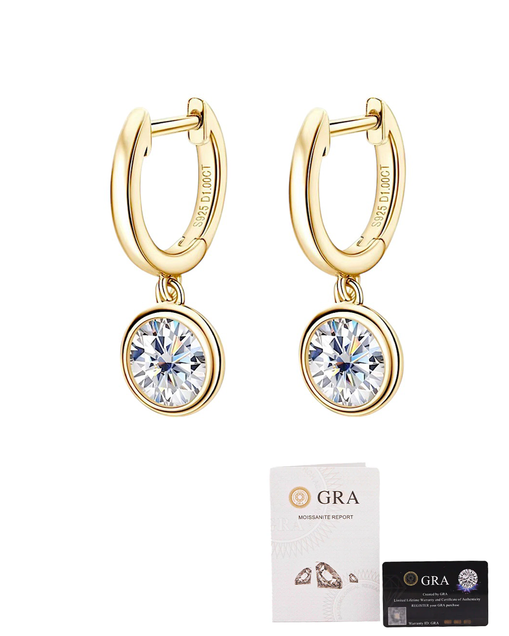 Argola Moissanite Cravação Inglesa Luxo Gold