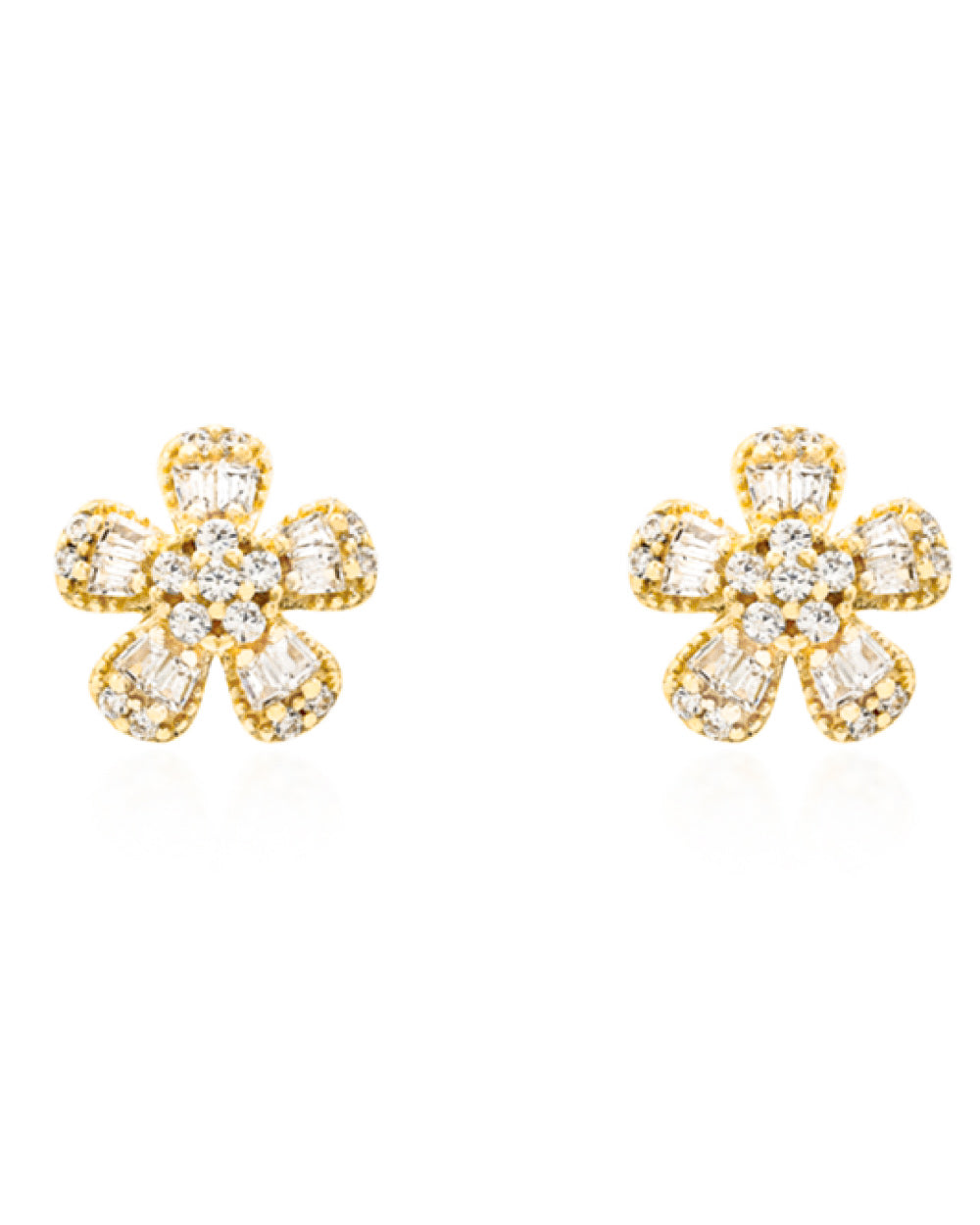 Brinco Flower Baguetes  Gold