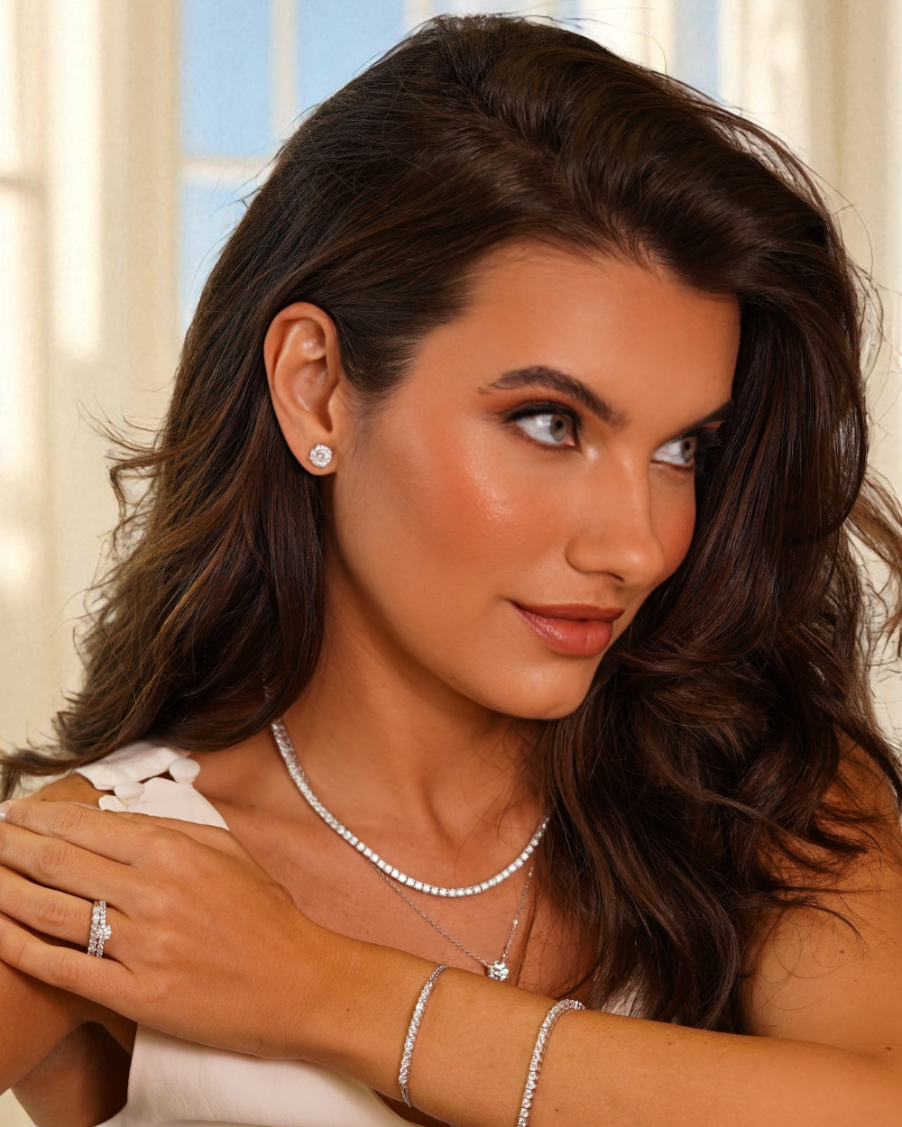 Brinco Solitário Moissanite Portuguese Cut 2ct