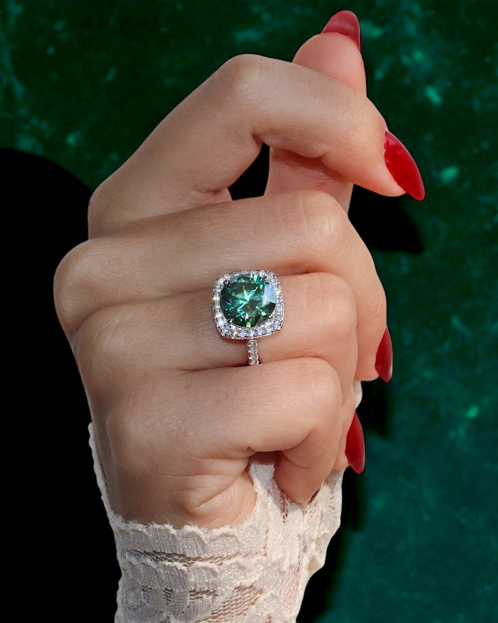 Anel Remy Moissanite Ciano Deep Vivid 5ct