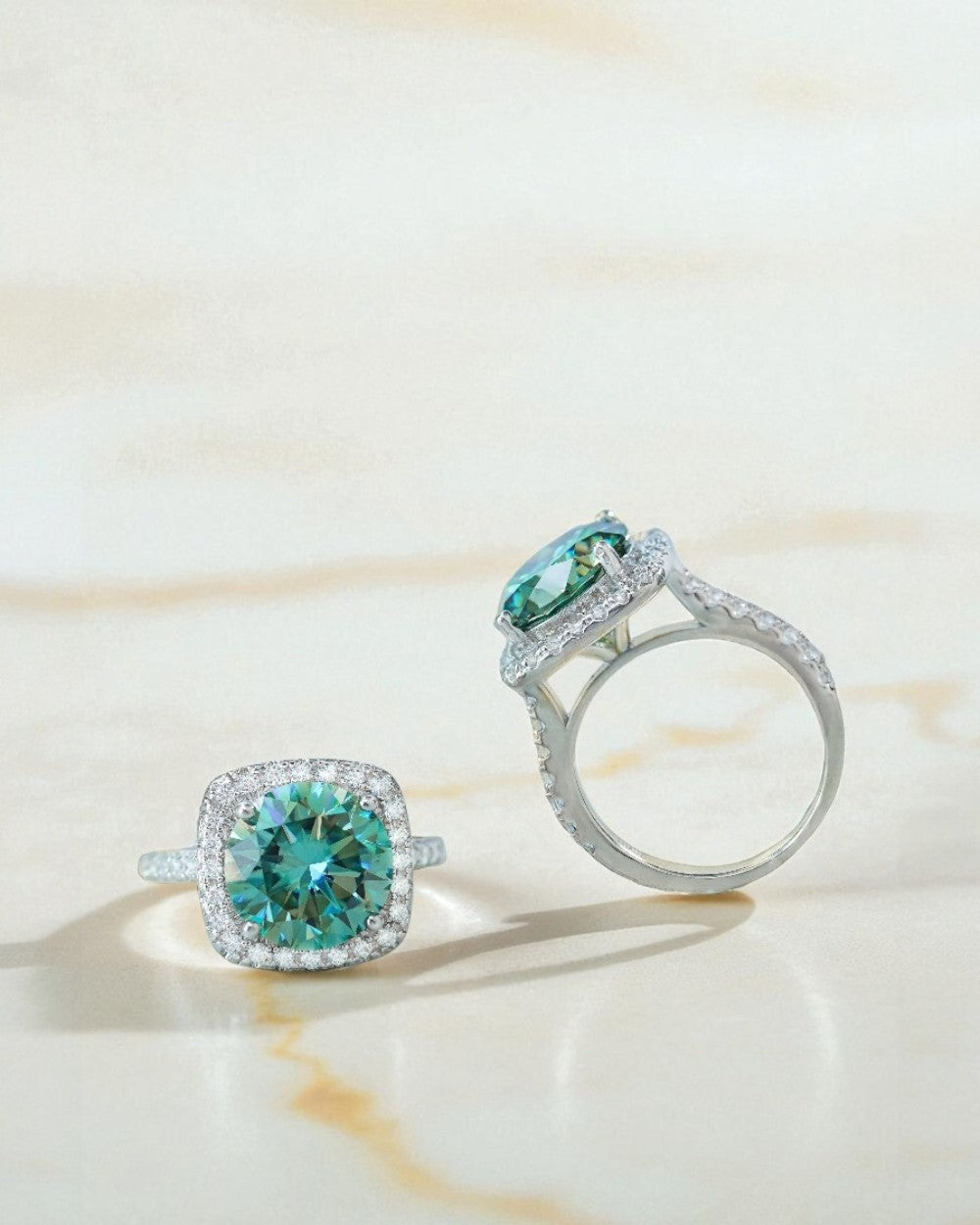 Anel Remy Moissanite Ciano Deep Vivid 5ct