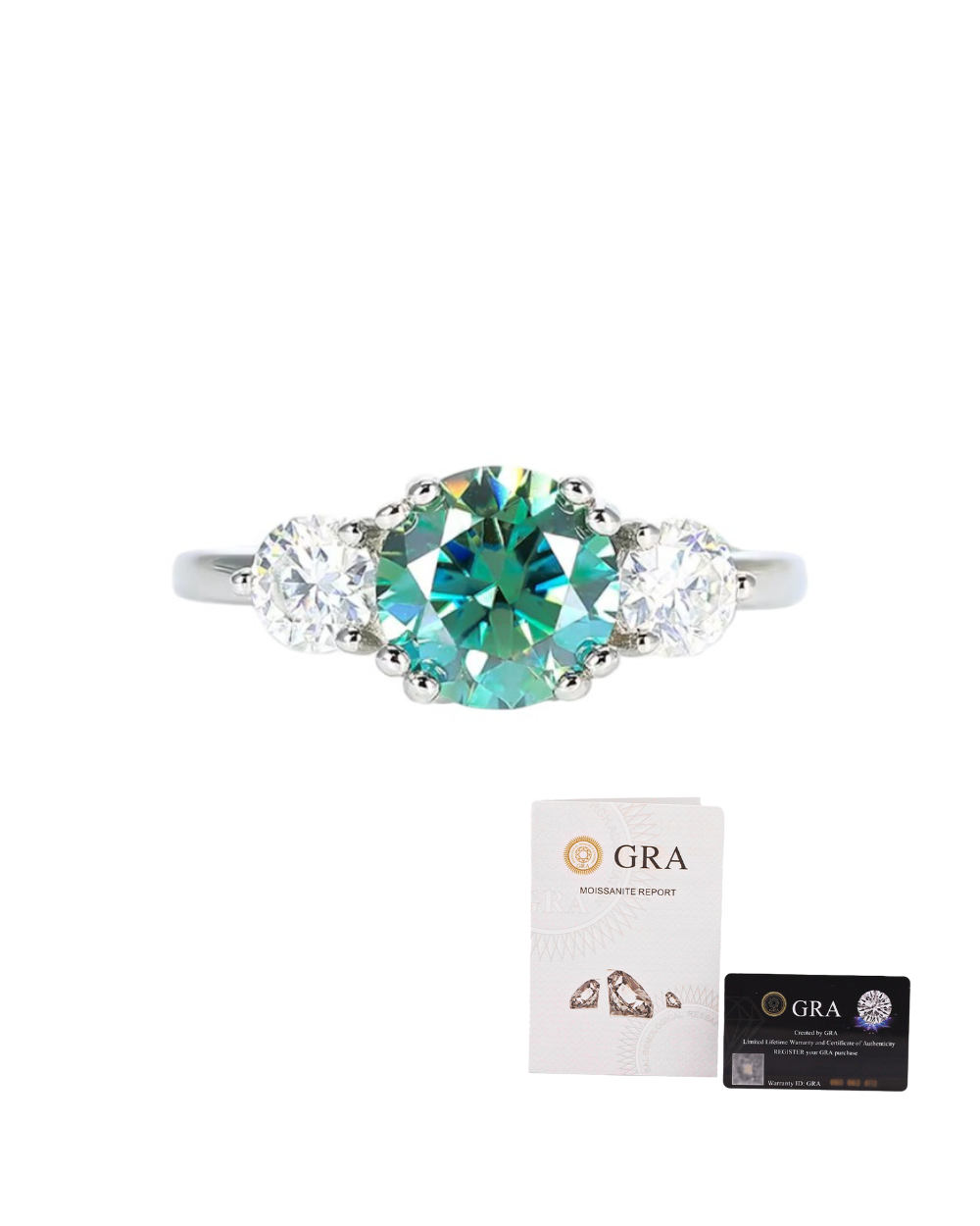 Anel 3 Pedras Jasmine Moissanite 2ct