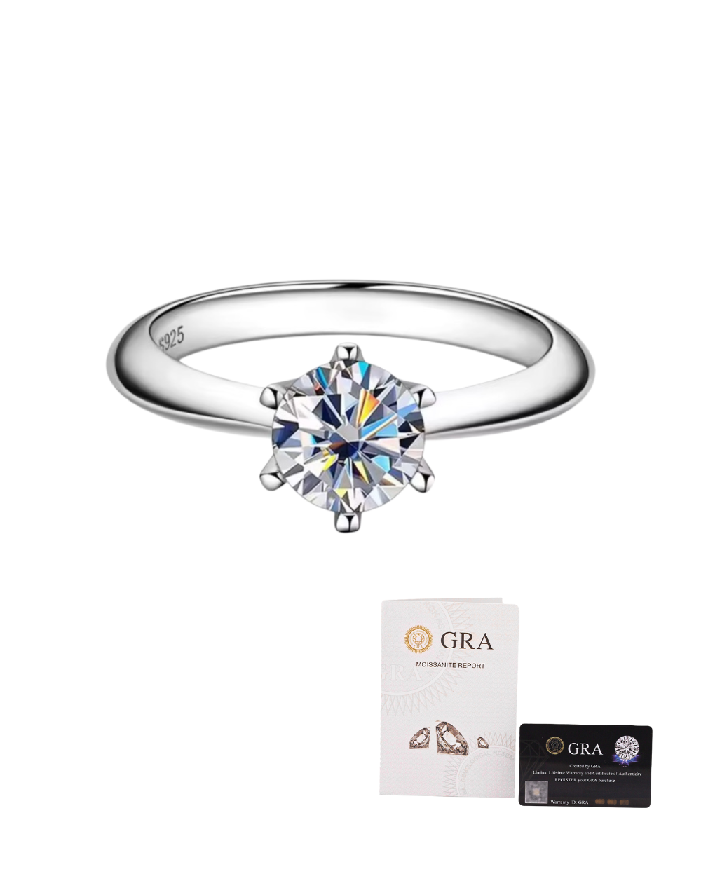 Anel Solitário Clássico Moissanite 0.5ct