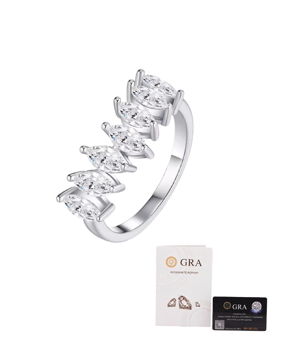 Meia Aliança Navete Curve Moissanite