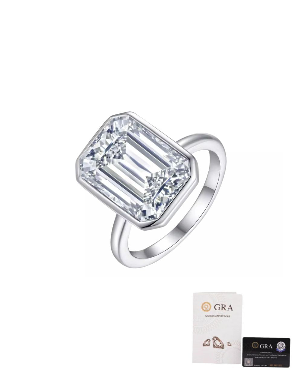 Anel Emerald Cut Moissanite 10ct