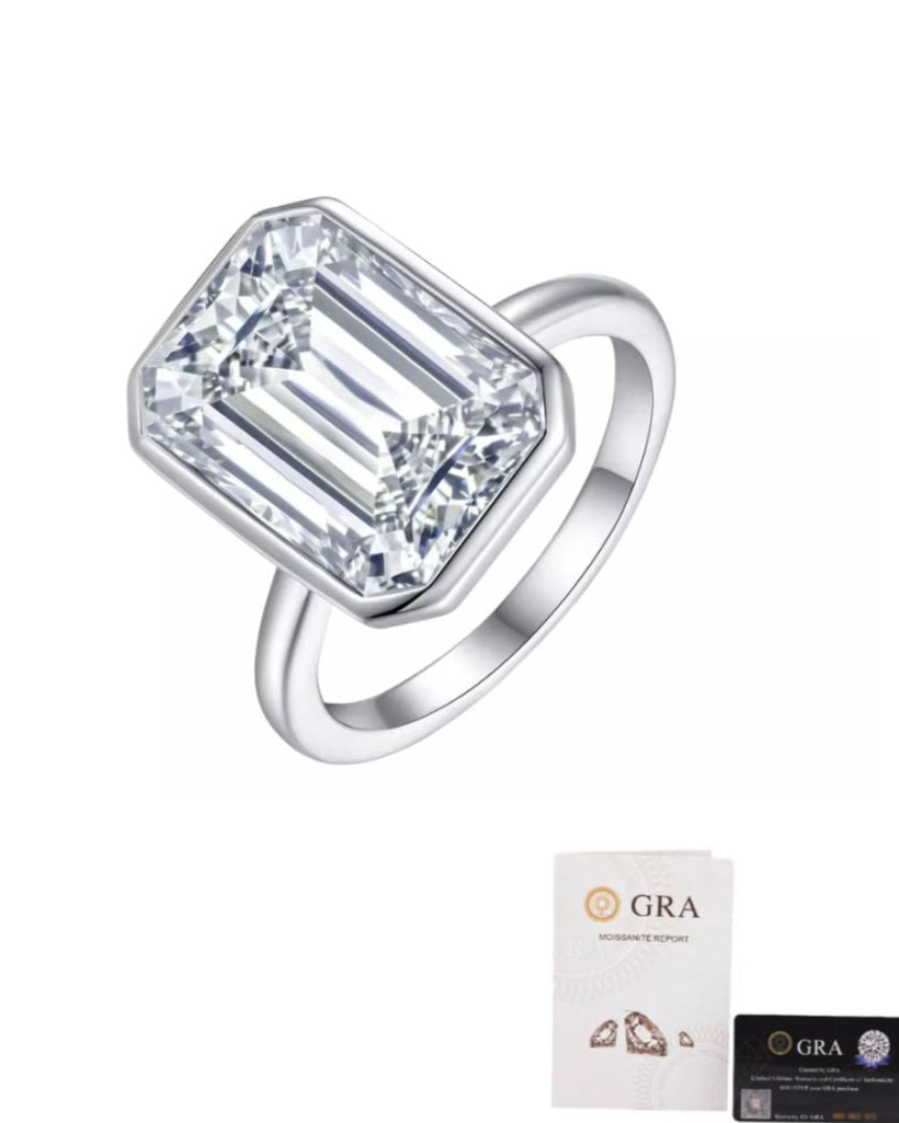 Anel Emerald Cut Moissanite 10ct