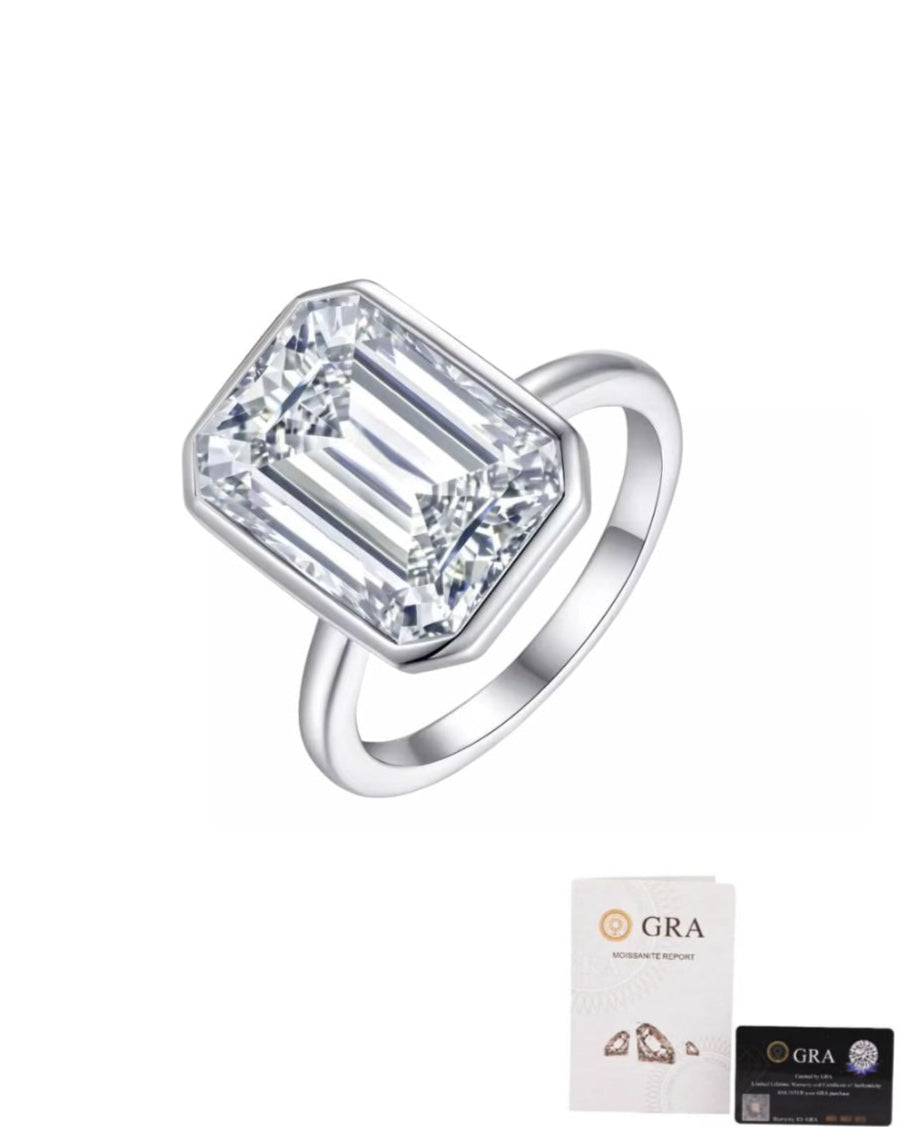 Anel Emerald Cut Moissanite 10ct