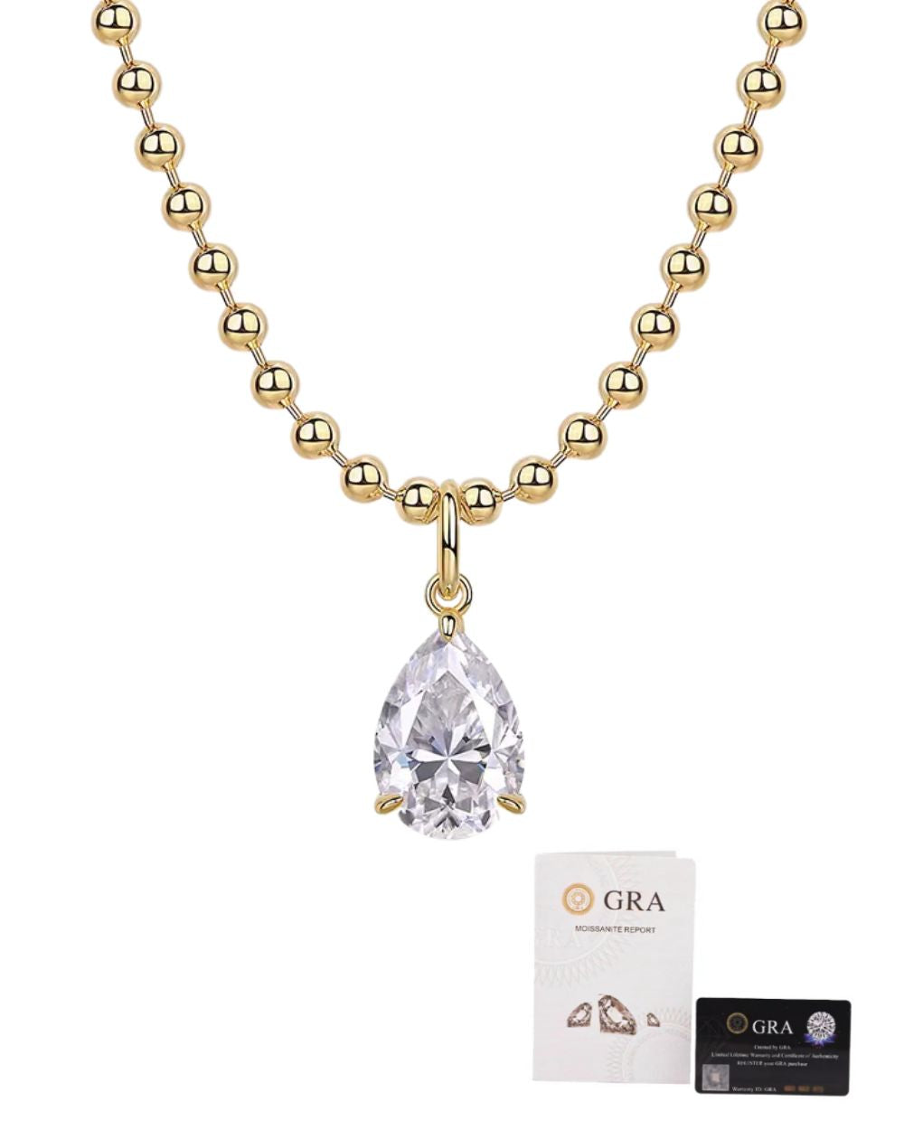 Colar Dots Pear Cut Moissanite 5Ct