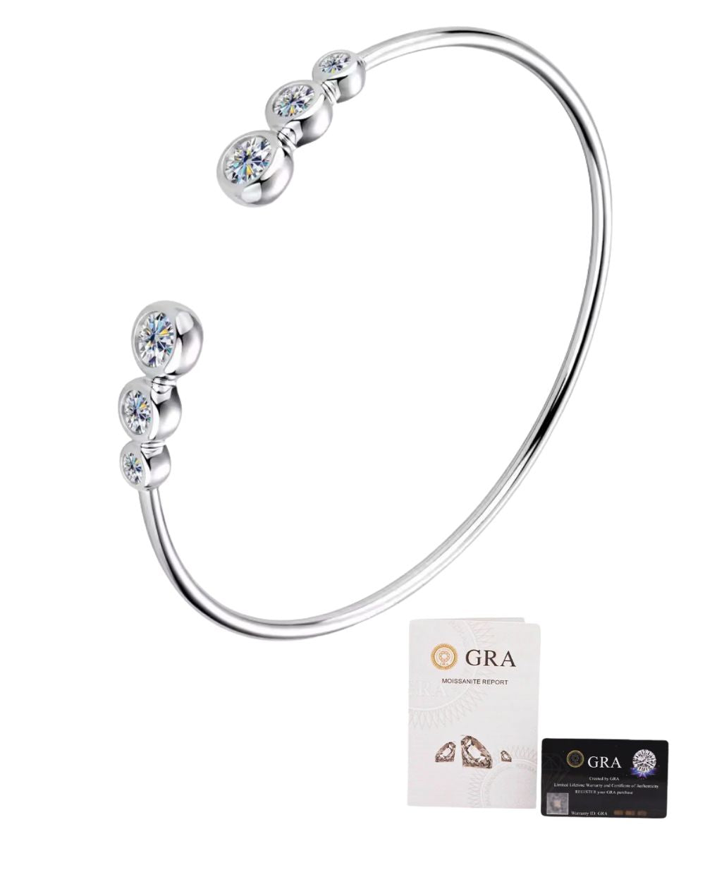Bracelete Open Moissanites Cravação Inglesa