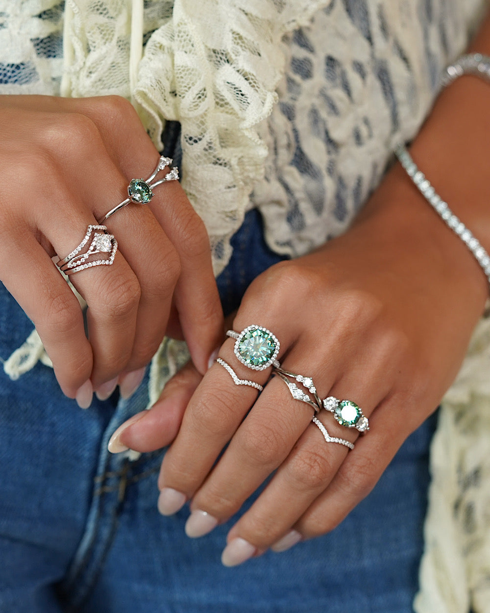 Anel Remy Moissanite Ciano Deep Vivid 5ct