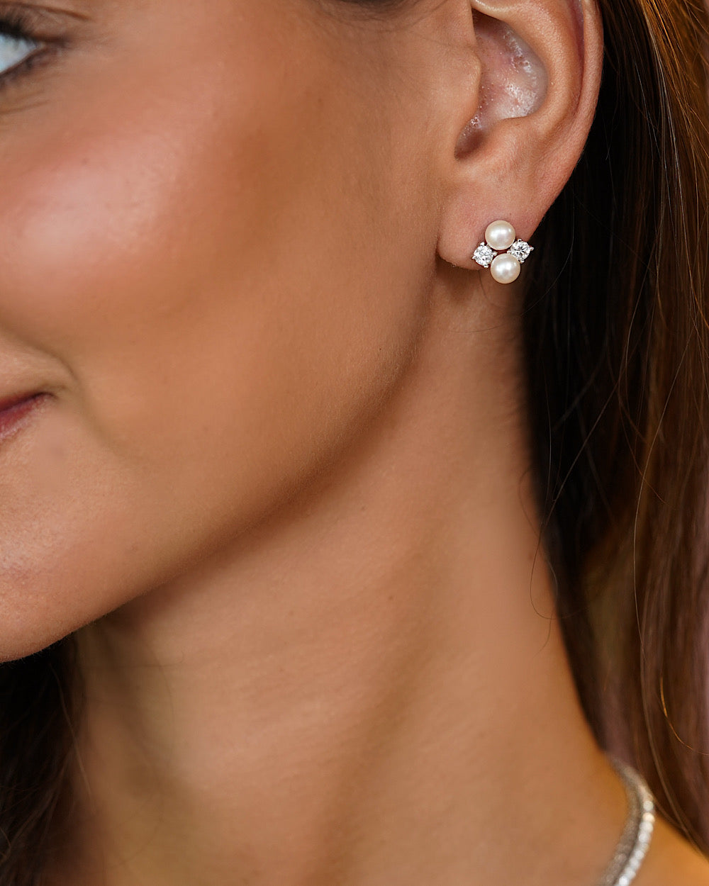 Brinco Double Pearl Moissanite