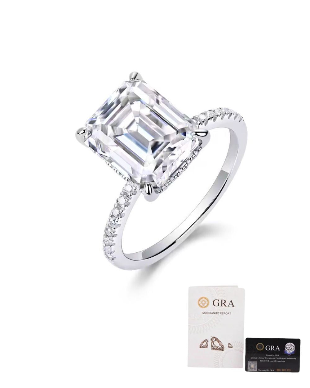 Anel Queen Moissanite Emerald Cut 5ct