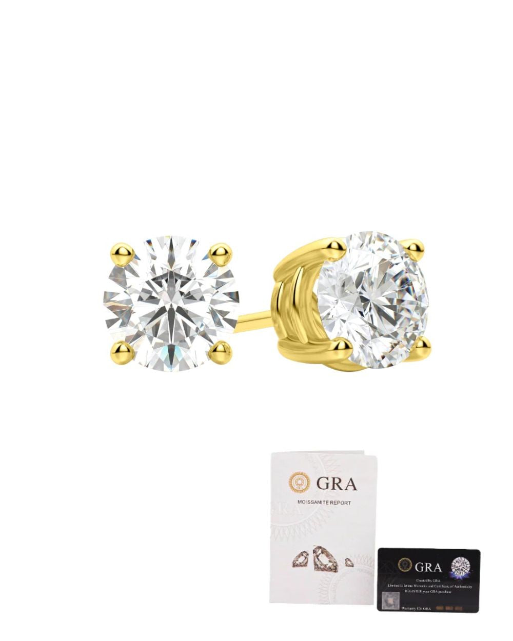 Brinco Solitário Clássico Moissanite Luxo Gold 2ct