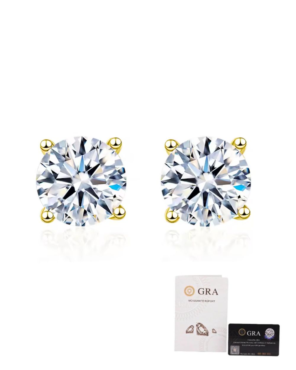 Brinco Solitário Clássico Moissanite Luxo Gold 2ct