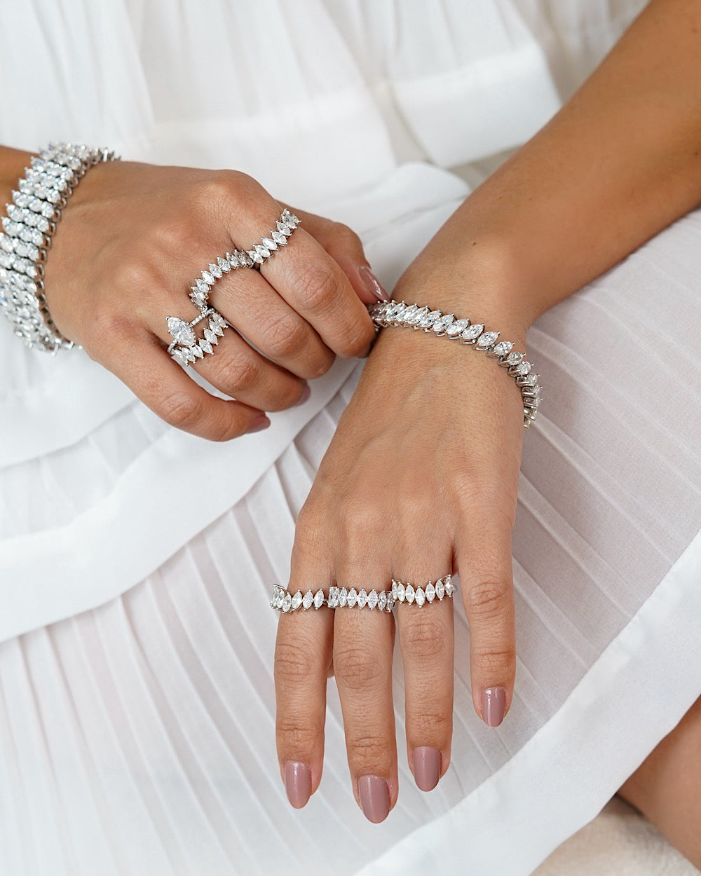 Pulseira Moissanite Navete Luxo