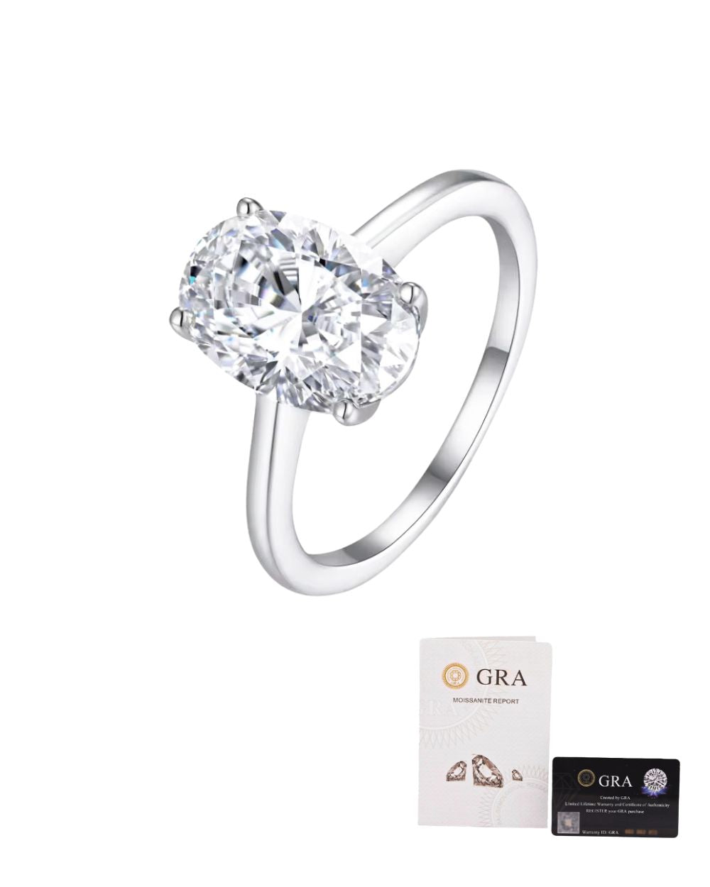 Anel Solitário Oval Moissanite Hailey 4.5ct