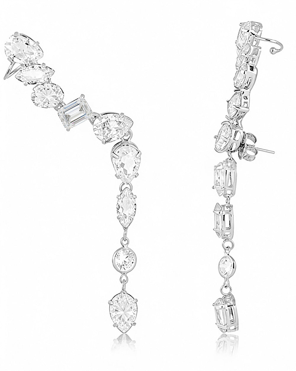 Ear Cuff Multi Lapidação Dangle Crystal