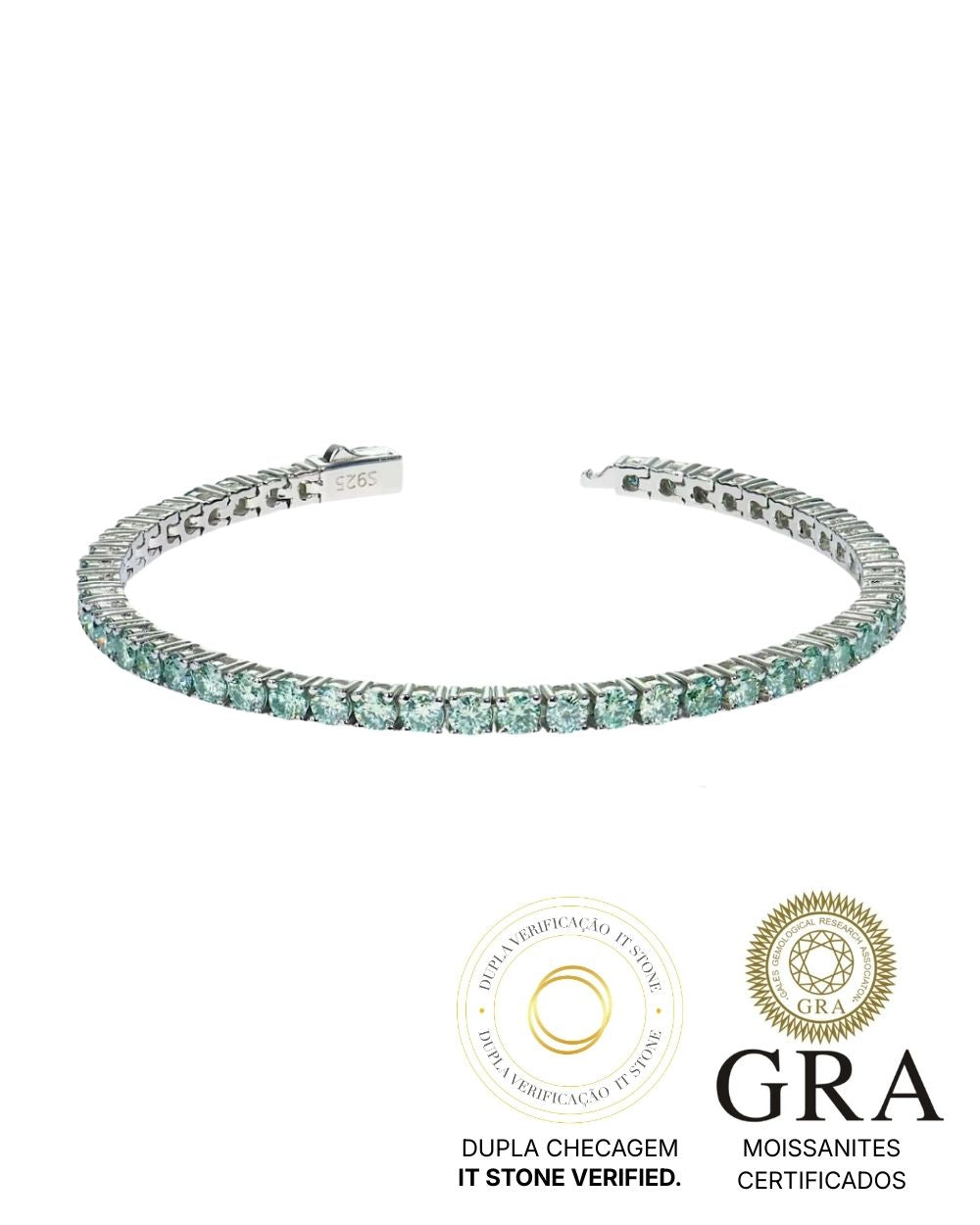 Pulseira Riviera Ciano Deep Vivid Moissanite Luxo