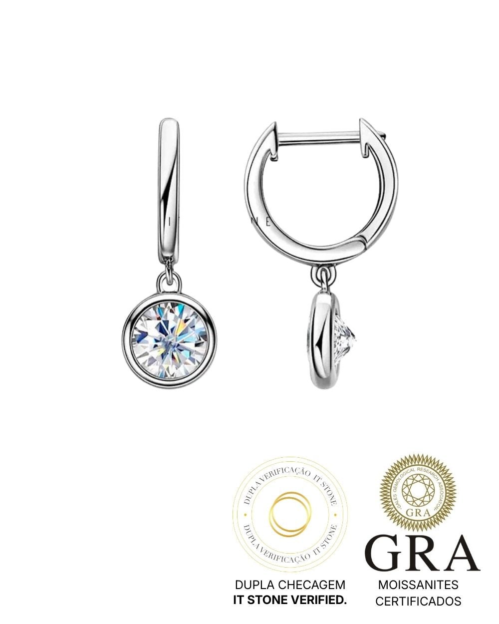 Argola Moissanite Cravação Inglesa Luxo