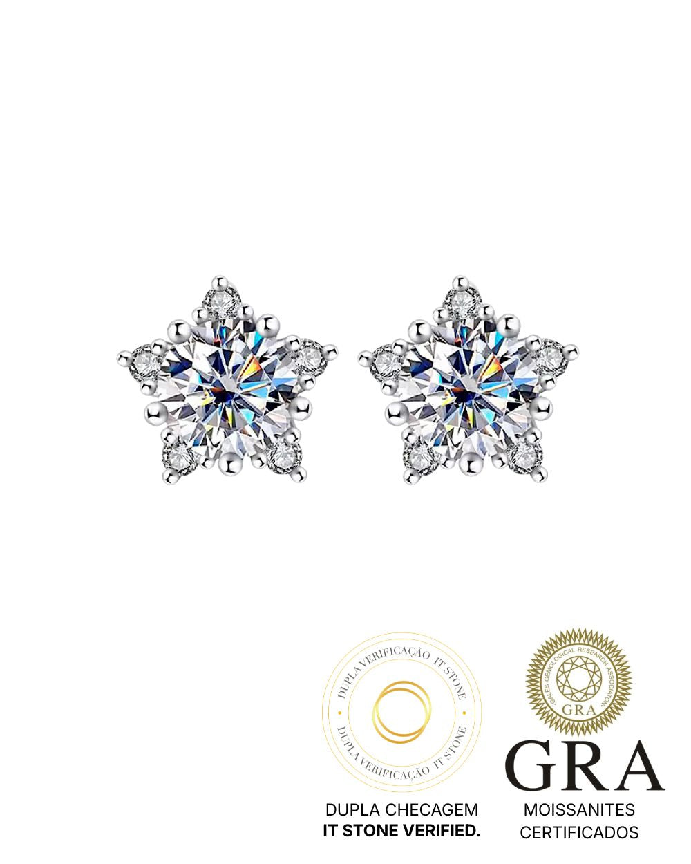 Brinco Bella Star Moissanite