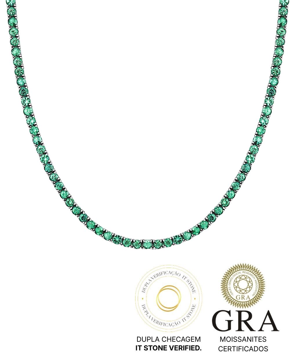 Colar Riviera Ciano Deep Vivid Moissanite Luxo 45 cm