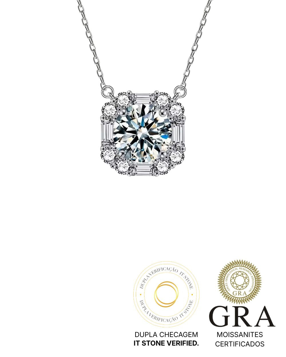 Colar Charlotte Moissanite 3ct Luxo
