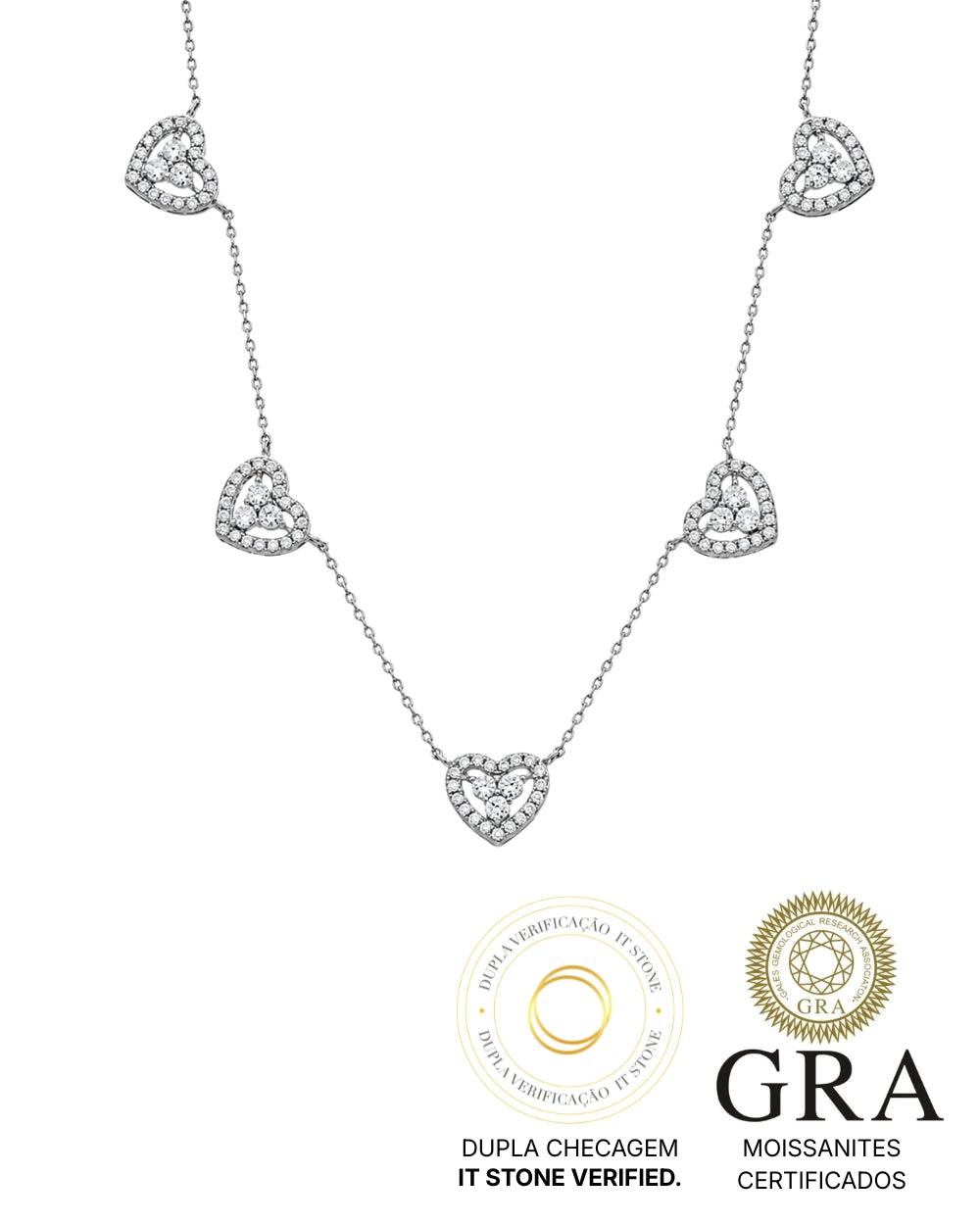 Colar Coração Modelo Joia Moissanite