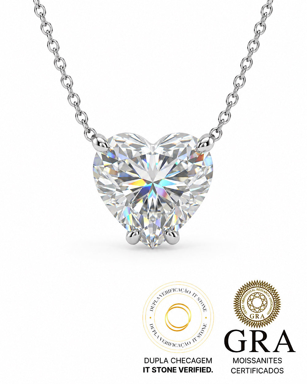 Colar Coração Moissanite 2.77 Ct