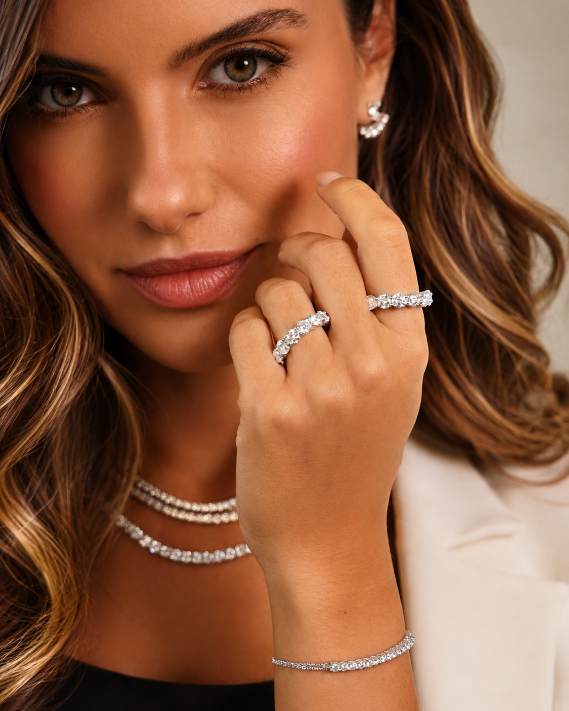 Meia Aliança Eternity Moissanite 50 Pontos Luxo