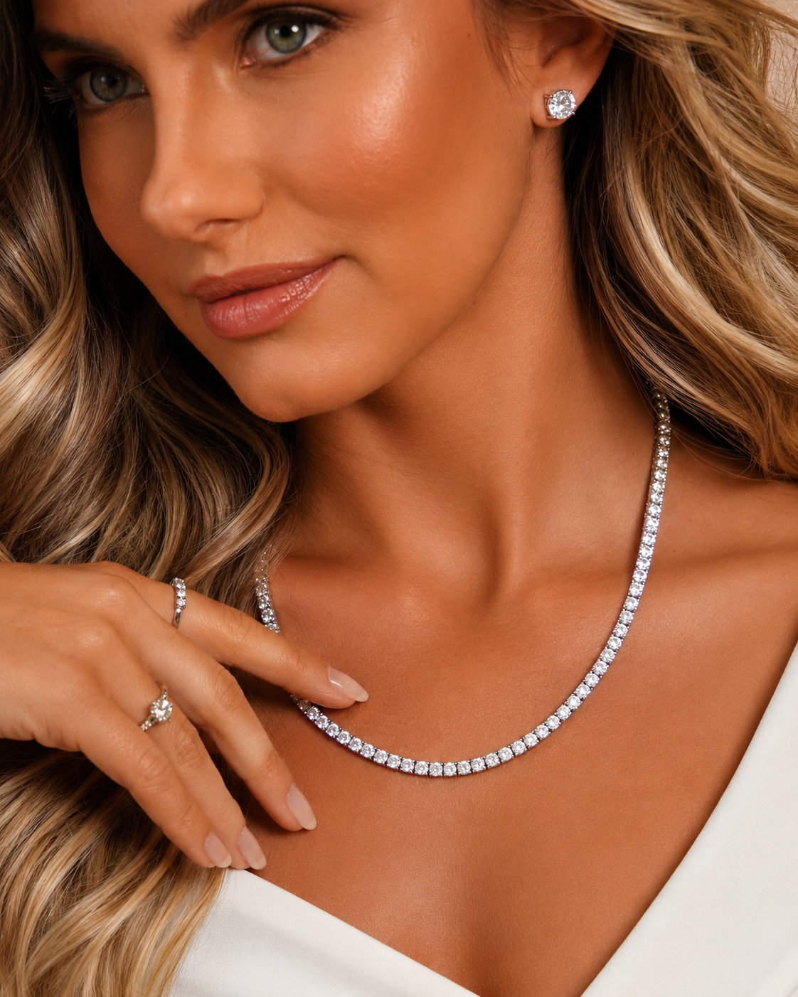 Colar Riviera Classique Moissanite 30 Pontos Luxo