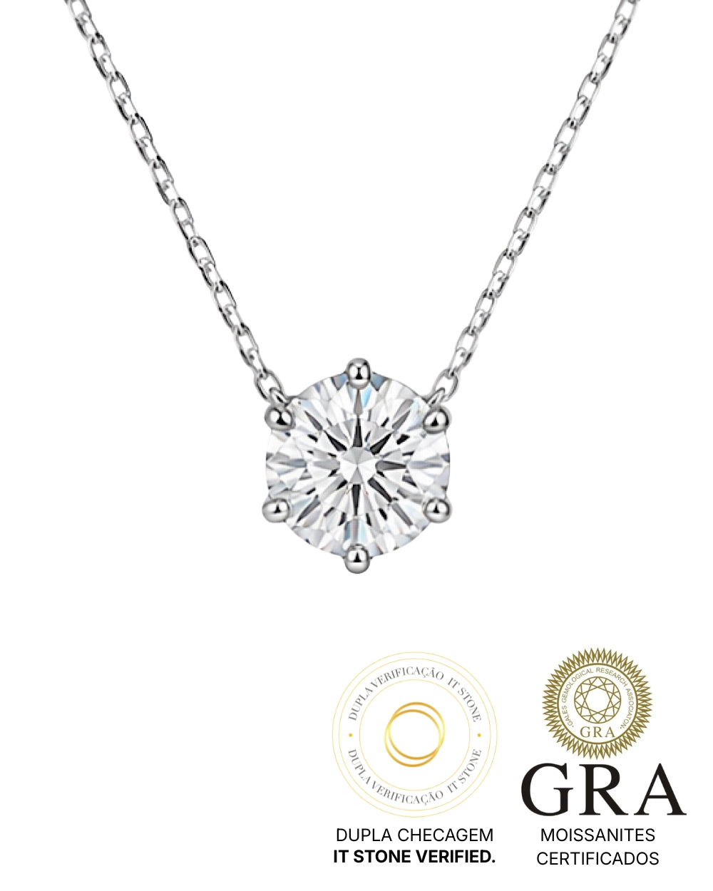 Colar Ponto De Luz Elegance Moissanite 3.5ct