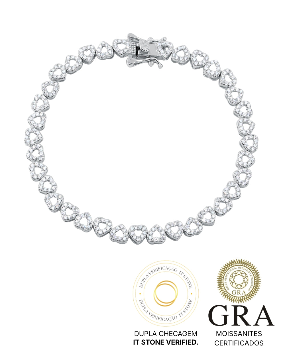Pulseira Riviera Hearts Moissanite