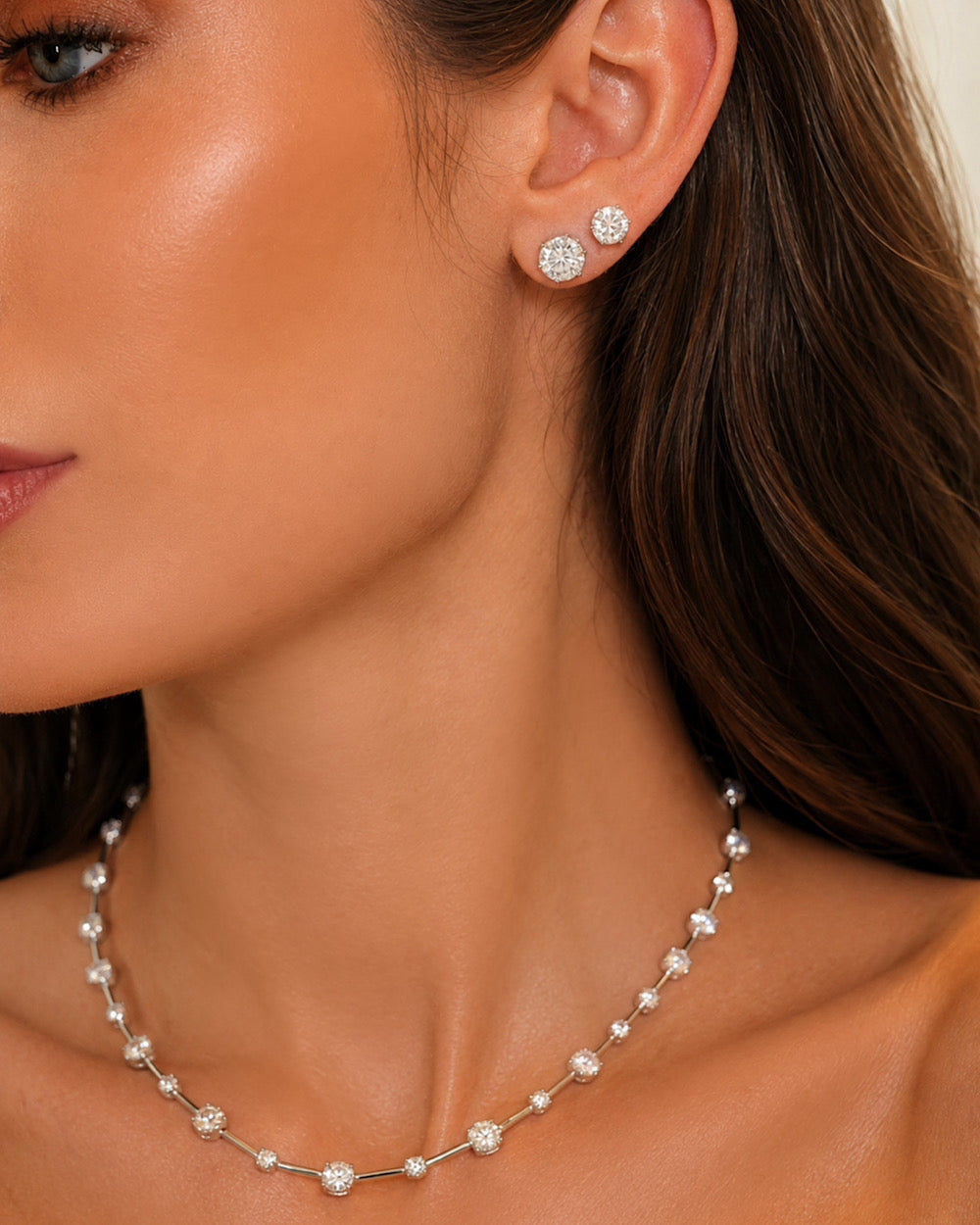 Colar Riviera Fio Faca Moissanite