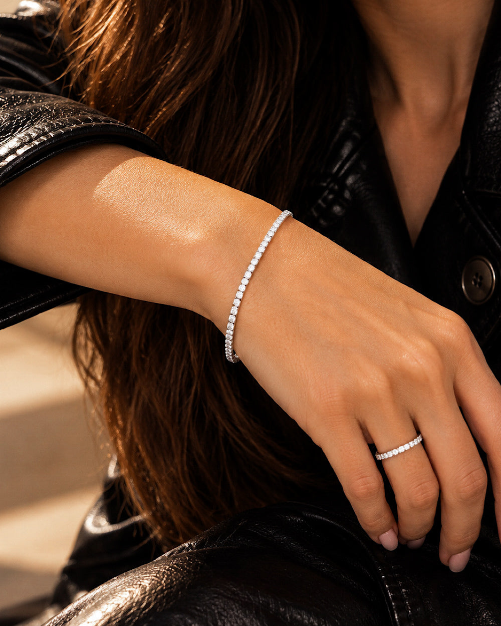 Pulseira Riviera Moissanites 2mm - IT Stone Semijoias