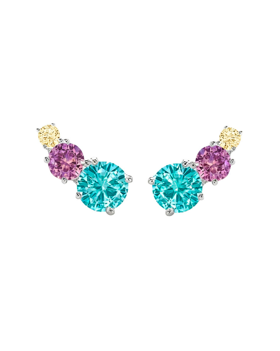 Ear Cuff Aurora Turmalina, Rodholite e Fancy Yellow