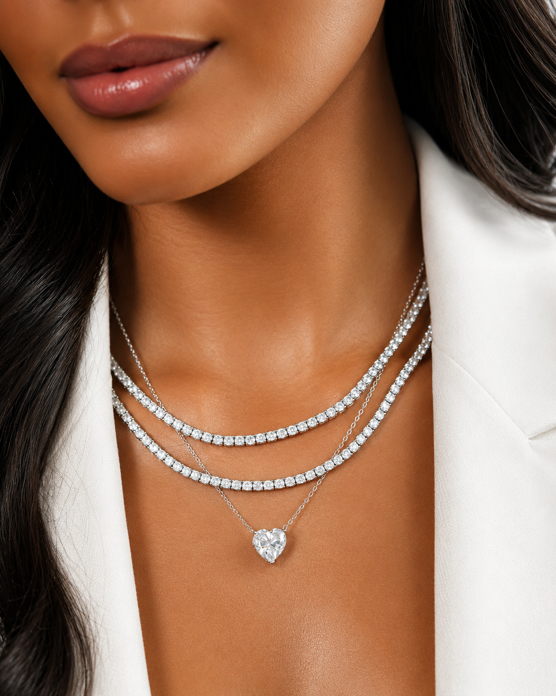 Colar Riviera Classique Moissanite 10 Pontos Luxo 45cm