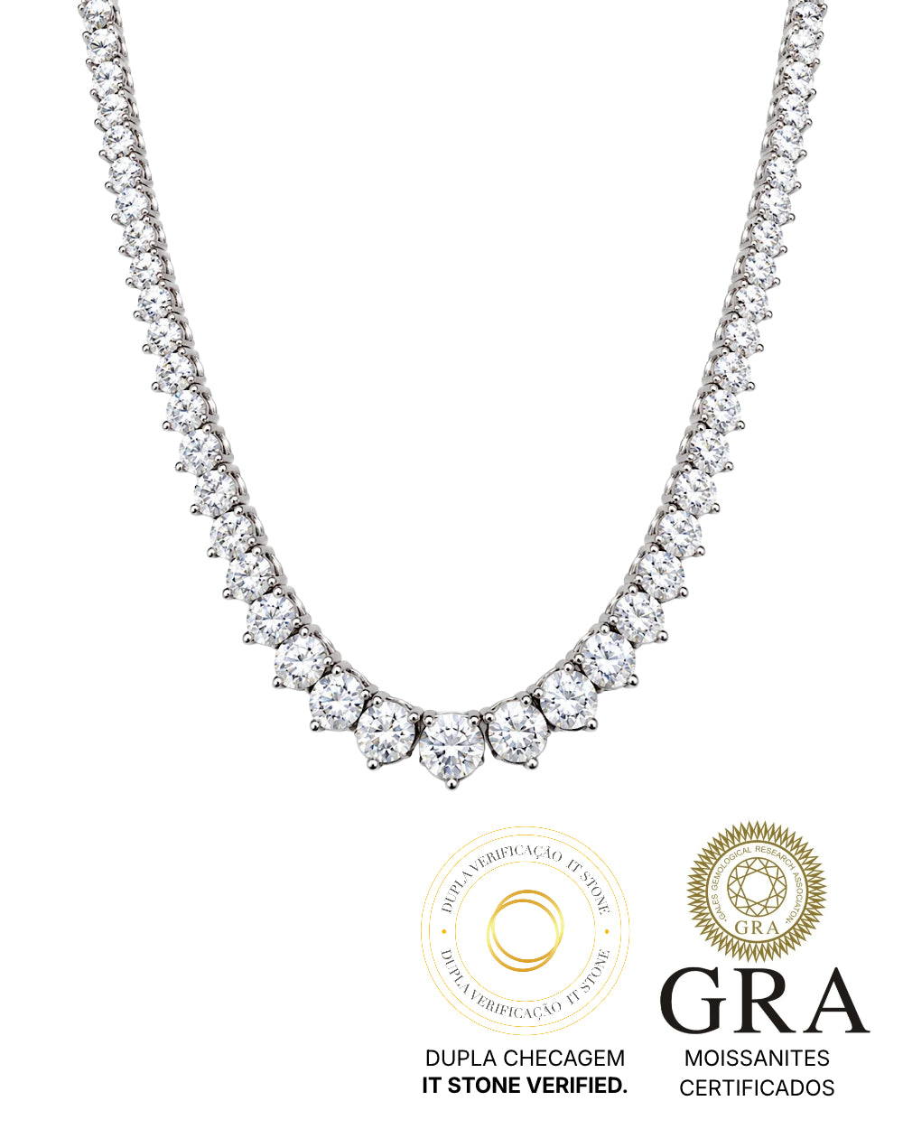 Colar Riviera Graduada Moissanite 3 Grifos