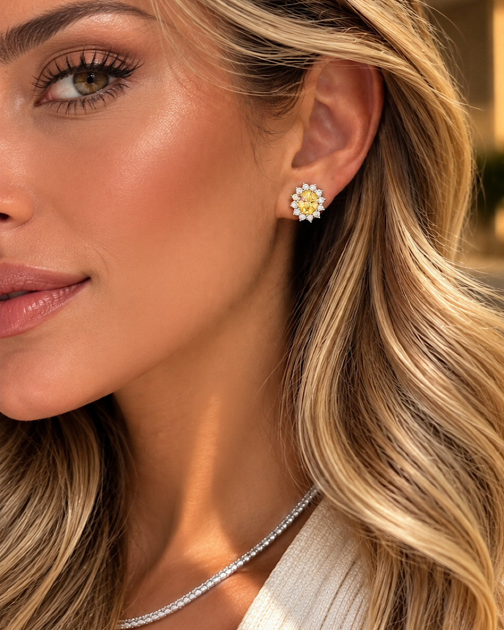 Brinco Royal Fancy Yellow Moissanite - IT Stone Semijoias