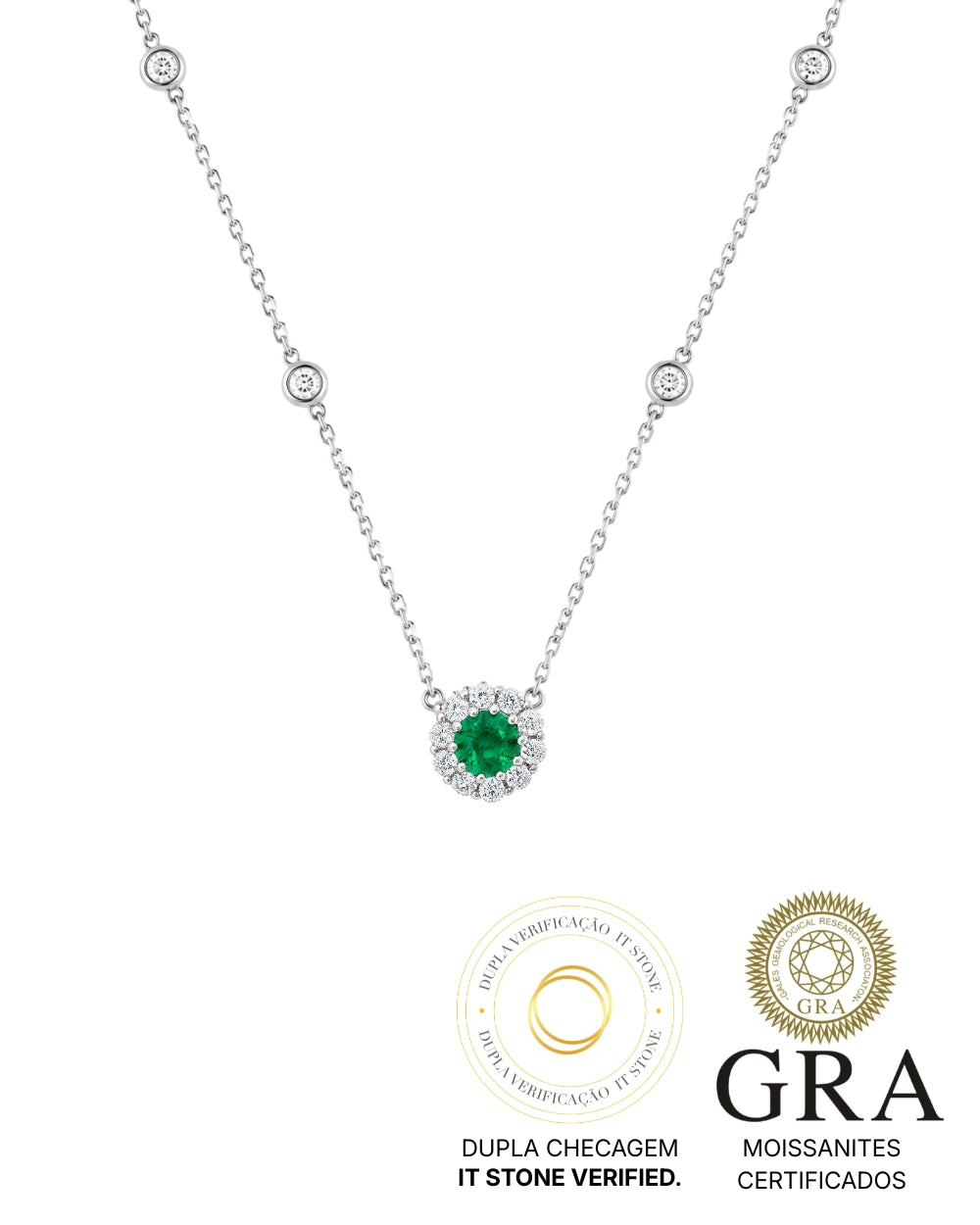 Colar Lindsay Esmeralda Fusion e Moissanite