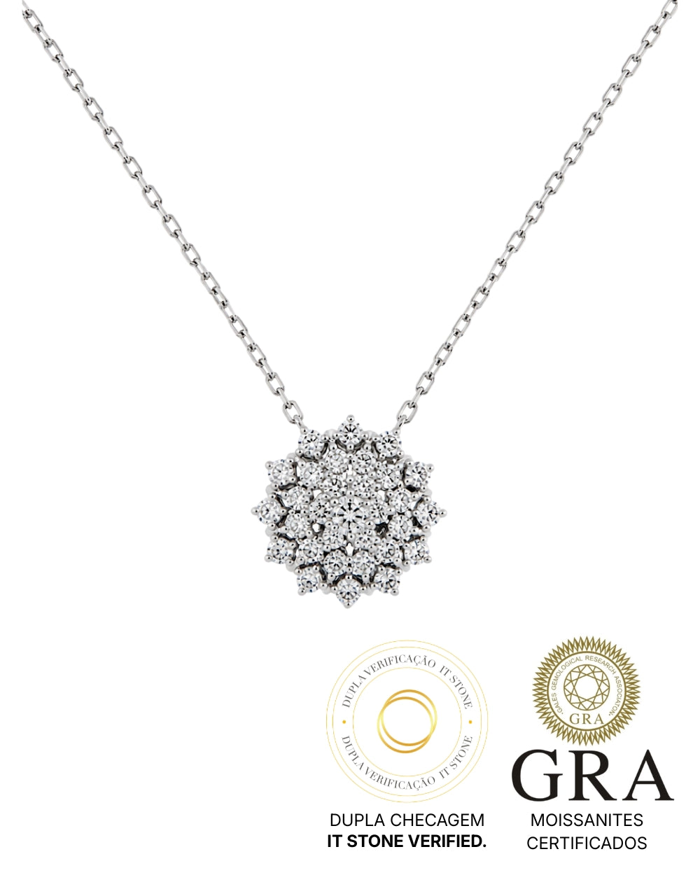 Colar Chuveiro Moissanite Luxo