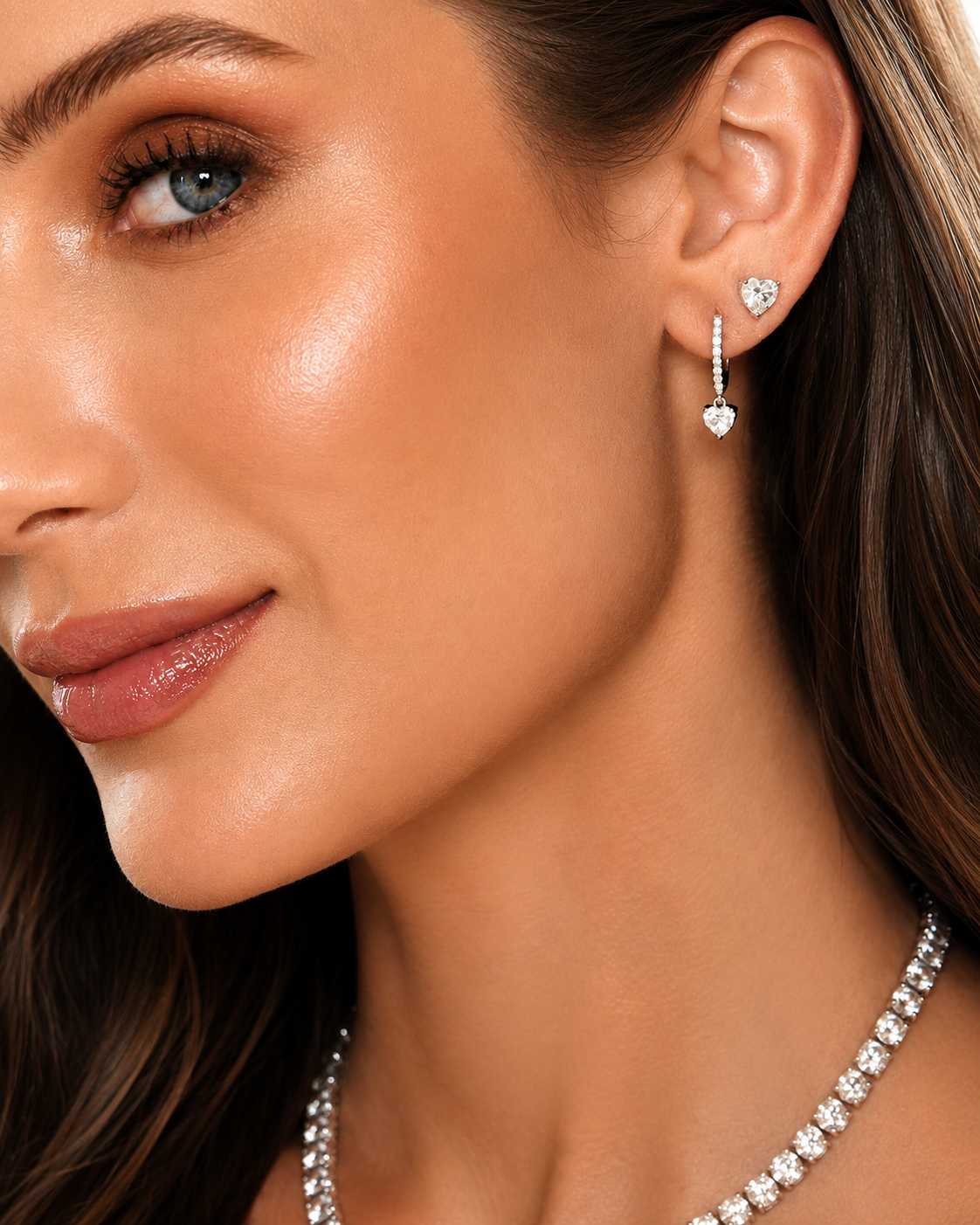Argola Pendente Heart Moissanite