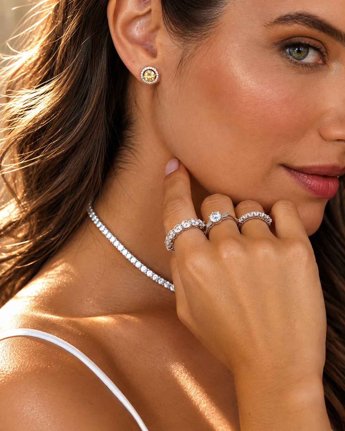 Brinco Pryanka Moissanite Desert Ombré - IT Stone Semijoias
