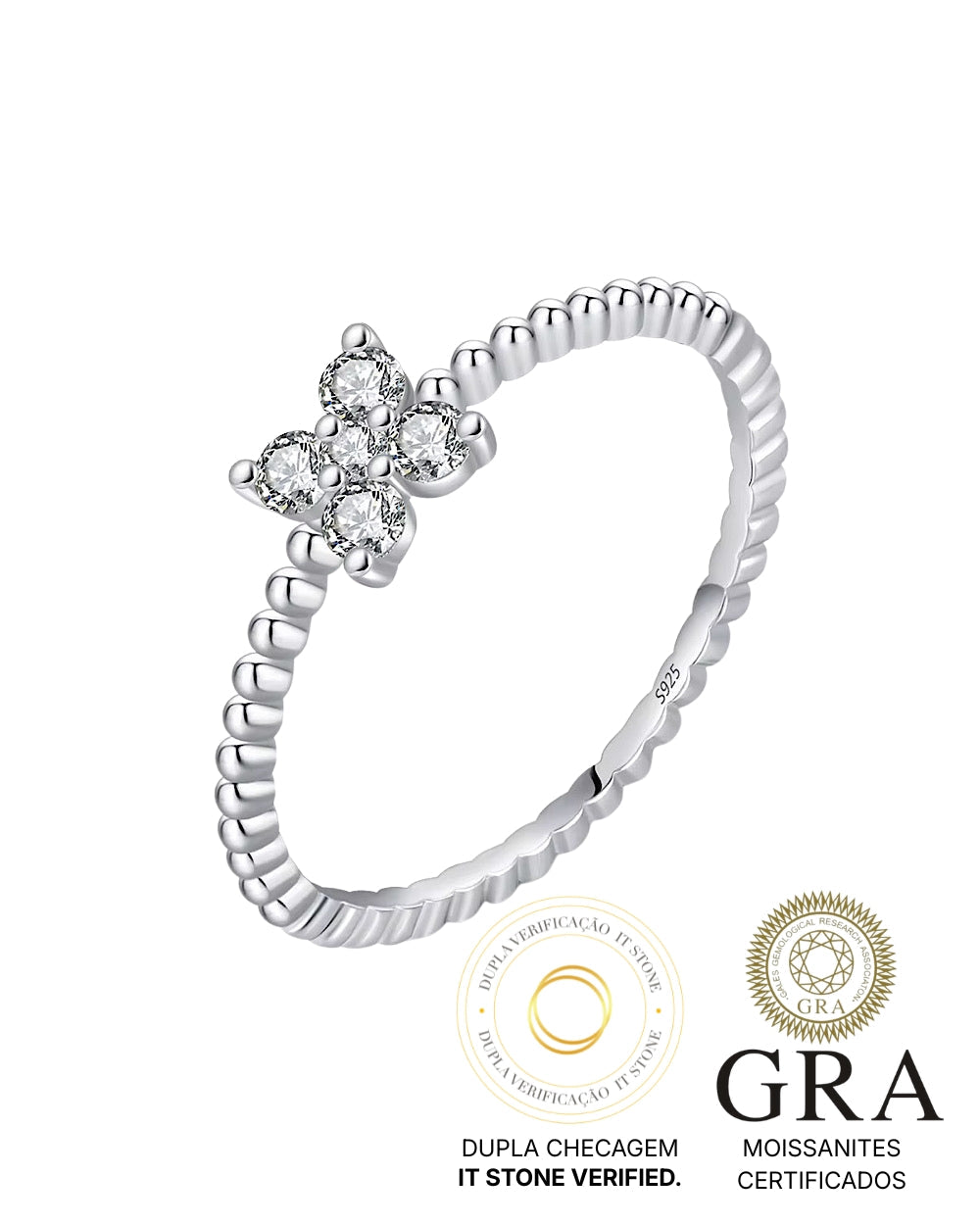 Anel Rhaena Flower Moissanite