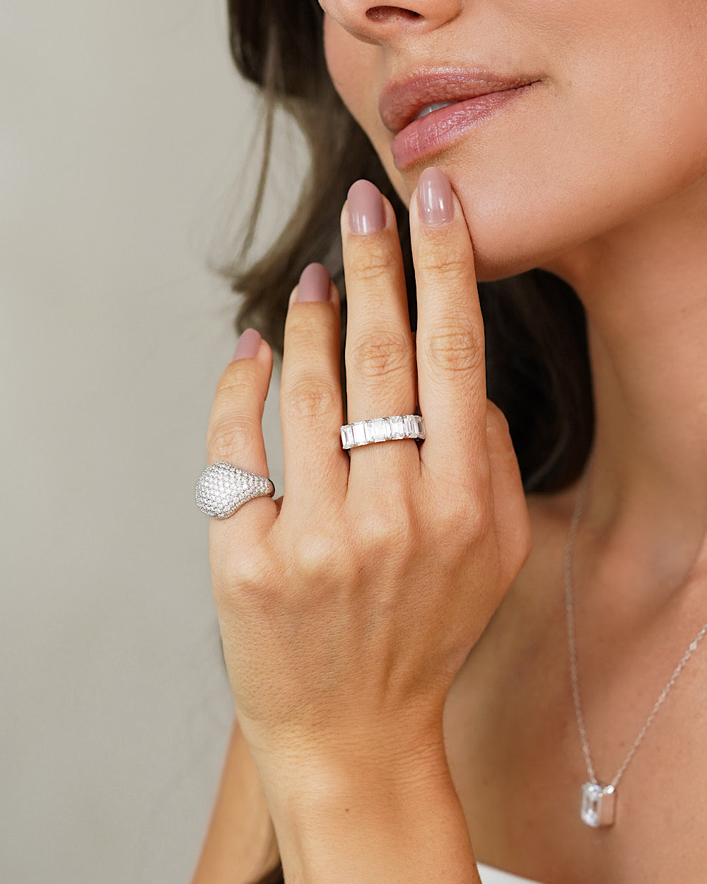 Meia Aliança Baguetes Moissanite Luxo