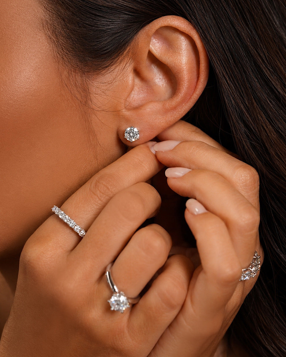 Brinco Solitário Moissanite Elegance 1ct