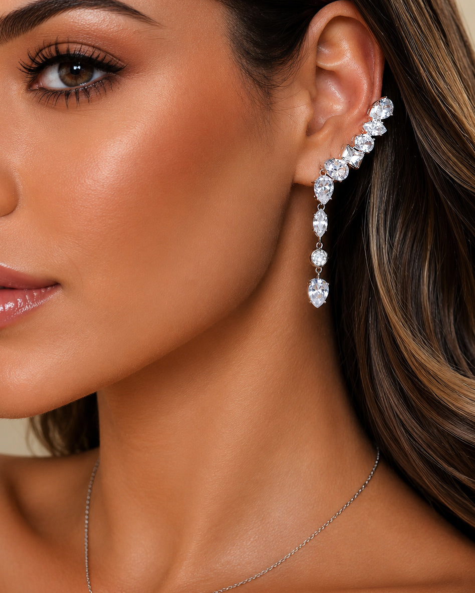 Ear Cuff Multi Lapidação Dangle Crystal