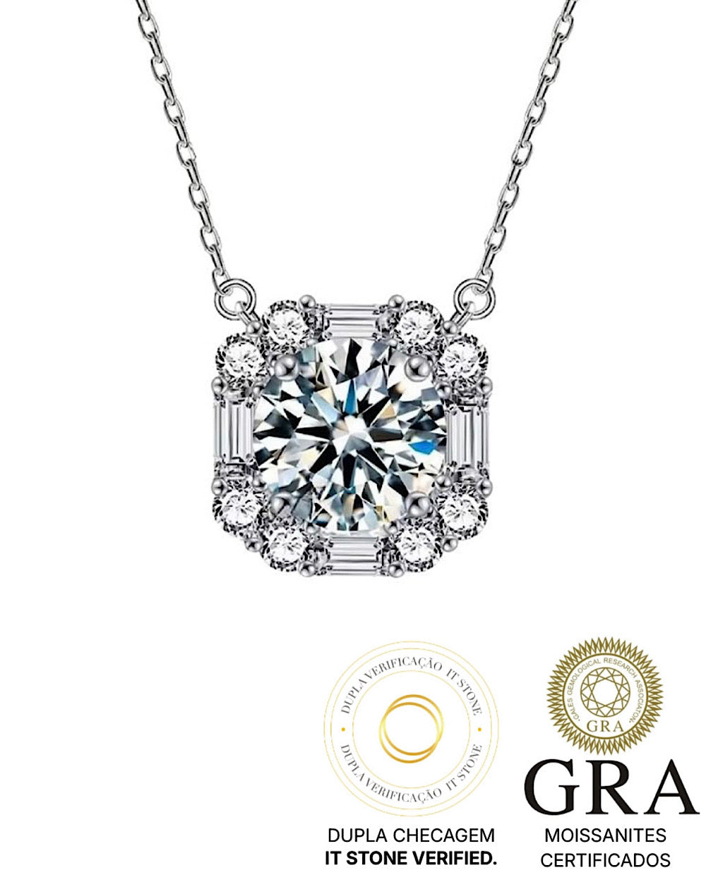 Colar Charlotte Moissanite 3ct Luxo