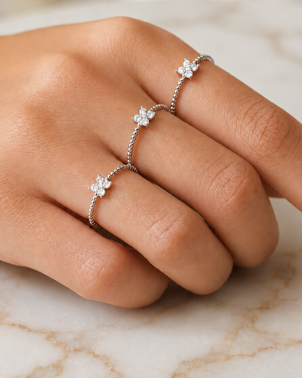 Anel Rhaena Flower Moissanite