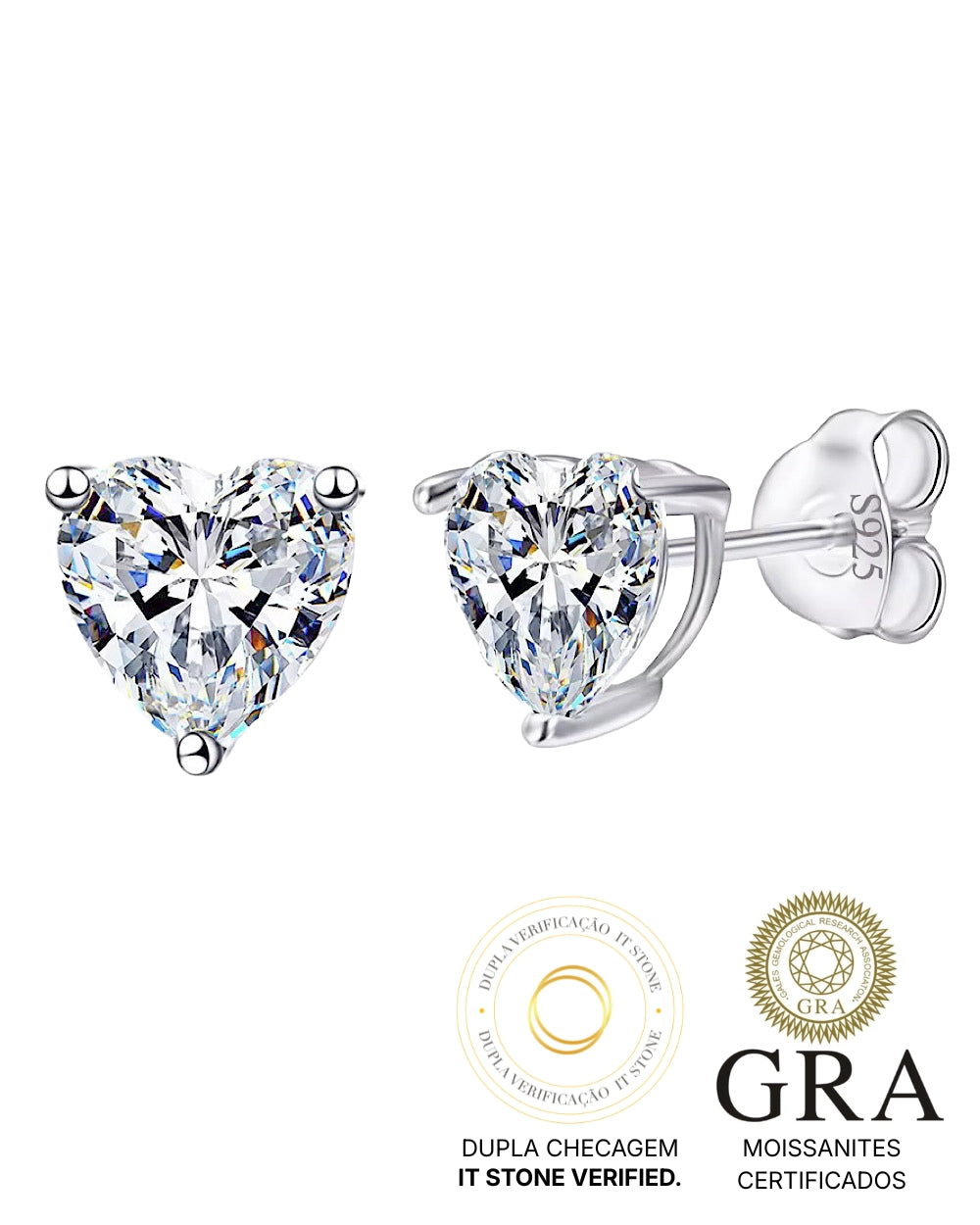 Brinco Heart Shape Moissanite 0.8ct