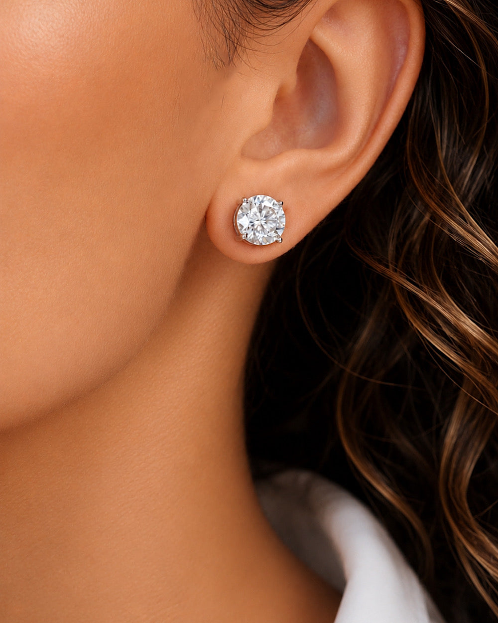 Brinco Solitário Clássico Moissanite Luxo 4ct